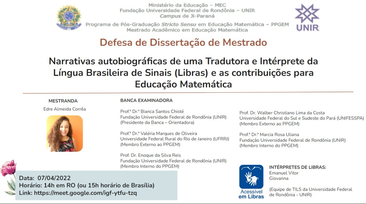Convite para Banca de Defesa de Dissertação - EDRE ALMEIRA CORRÊA